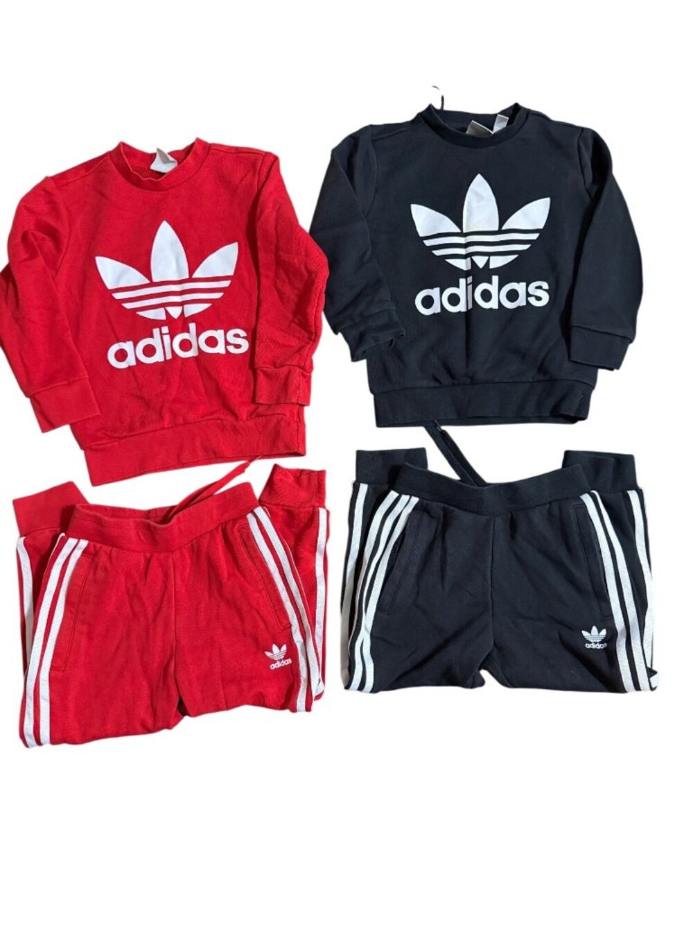 Adidas Kids Red & Black Trefoil Sweatshirt & Jogger Sets 4-5Y